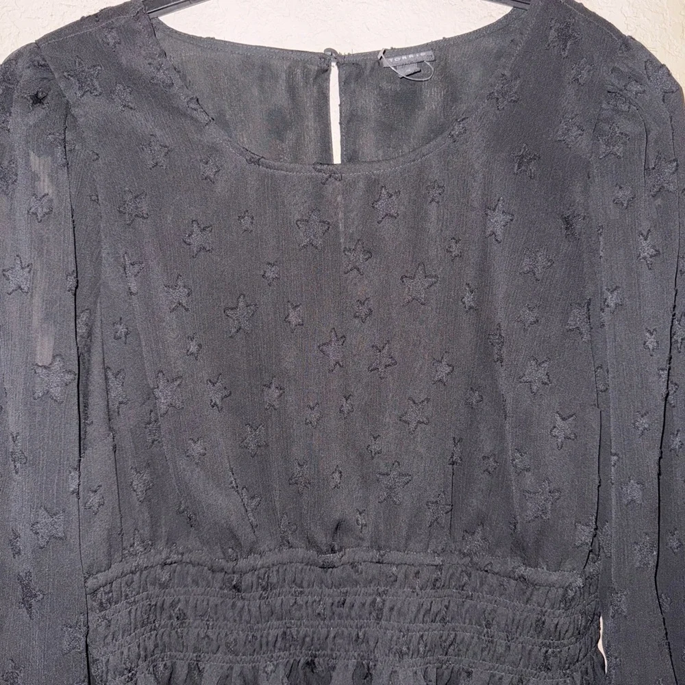 Torrid Crinkle Chiffon With Star Smocked Waist Puff Sleeve Top- Size 2-2X - Picture 6 of 12